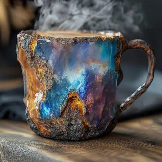 CrystalHaven – handgefertigt wirkender Kaffeebecher mit strukturierter Oberfläche