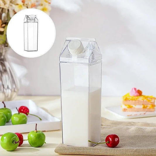 HydraCube — Auslaufsichere, quadratische Trinkflasche im Milchkarton-Design