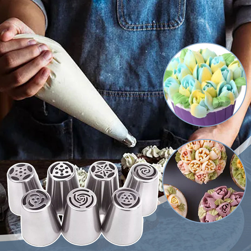 Spritztüllen-Set mit Blütenmotiven für Zuckerguss und Tortendekorationen