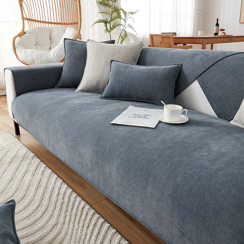 AestheticCover™ | Sofabezug aus Chenille-Stoff mit Fischgrätenmuster