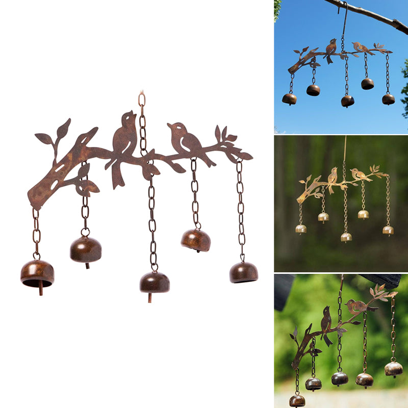 Windspiel mit Vogelmotiv | Handgefertigtes Glockenspiel aus Eisen | Dekoration für Garten, Balkon & Terrasse