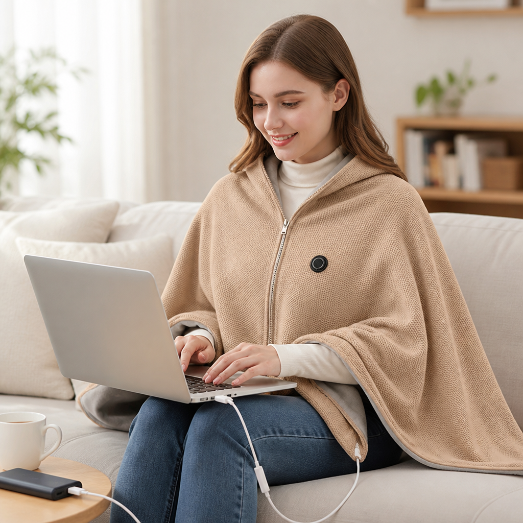 WarmWrap™ | Beheizbare Schulterdecke mit 8 Heizzonen und USB-C-Anschluss