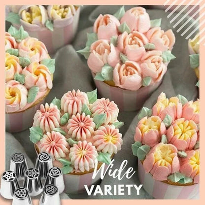 Spritztüllen-Set mit Blütenmotiven für Zuckerguss und Tortendekorationen
