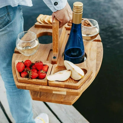 WineNest™ | Tragbarer Holz-Picknickwein-Tisch Winenest