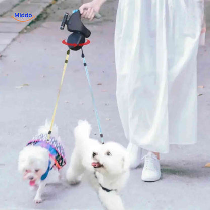 DualWalk – Mühelose, verhedderungsfreie Kontrolle bei Spaziergängen mit zwei Hunden