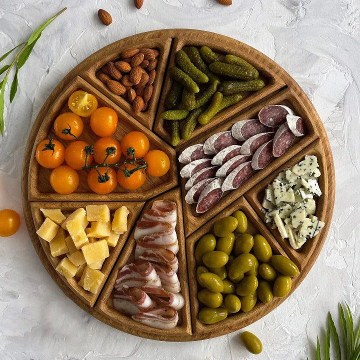 Holz-Serviertablett mit Fächern für Snacks & Vorspeisen