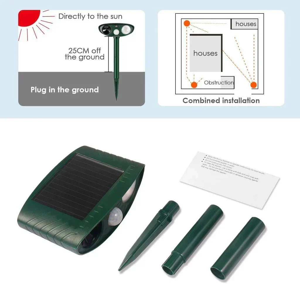 DeerShield™ | Solarbetriebener Ultraschall-Tierabwehrer