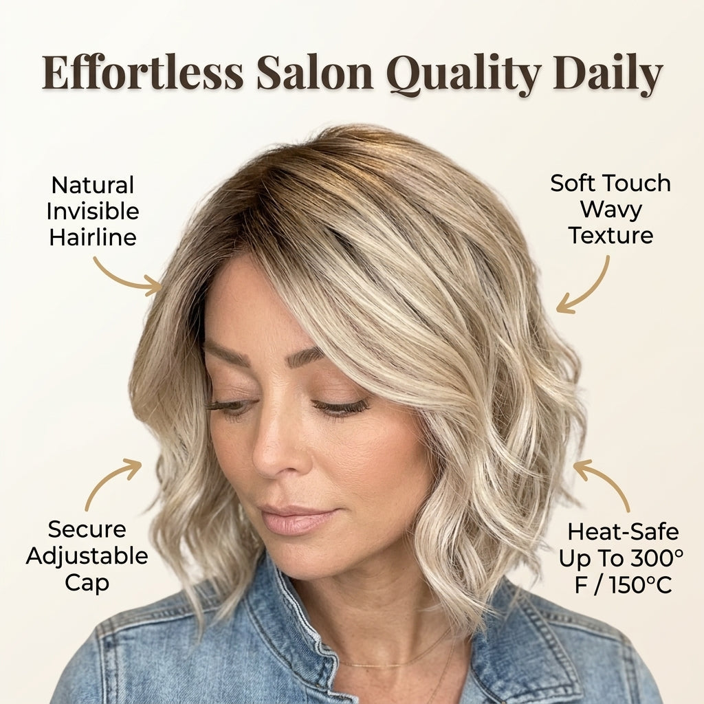 Wellige A-Linien-Bob-Perücke – Salon-Style Volumen und Form in Sekunden