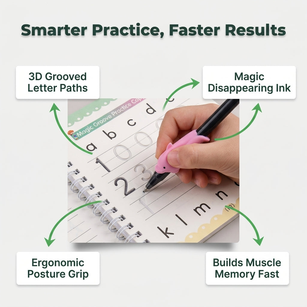 Magic Groove Practice Copybook — Help Kids Learn Writing With Guided Tracing Practice