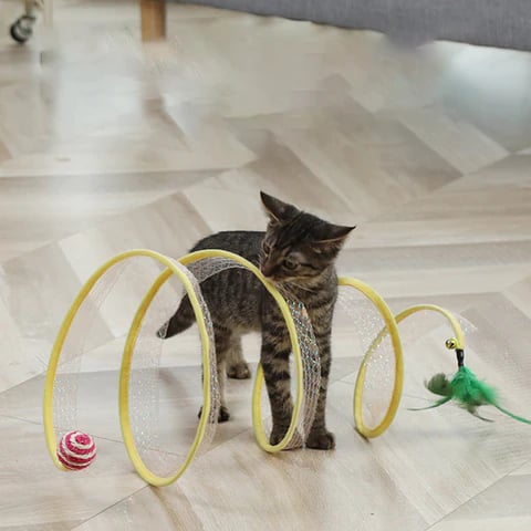 KittyMaze™ | Faltbarer Katzentunnel mit integrierten Spielzeugen