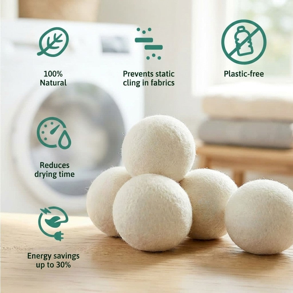 6+6 GRATIS | FluffBalls™ | Wiederverwendbare Trocknerbälle aus natürlicher Schafwolle