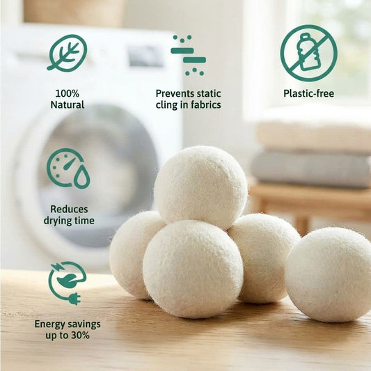 6+6 GRATIS | FluffBalls™ | Wiederverwendbare Trocknerbälle aus natürlicher Schafwolle