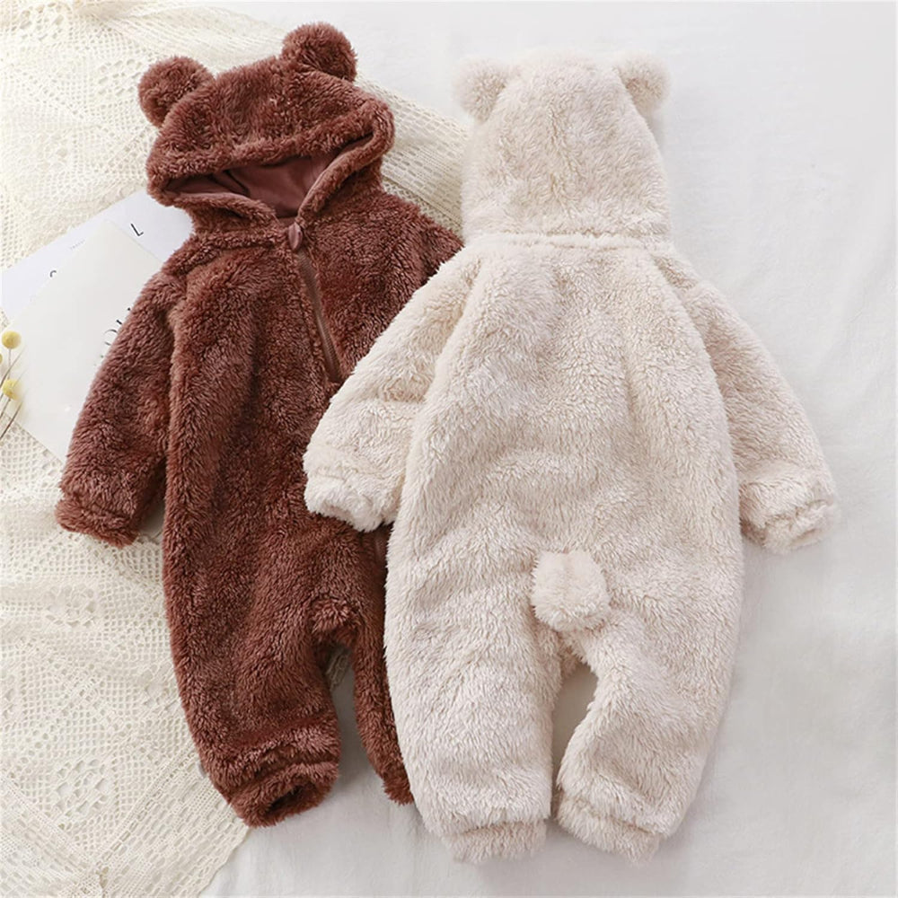 Lunoa™ | Baby Kapuzenstrampler mit Bärenohren, flauschig