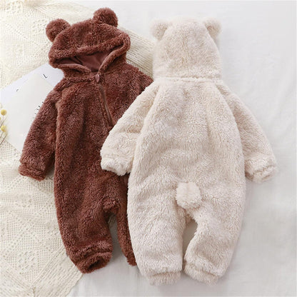 Lunoa™ | Baby Kapuzenstrampler mit Bärenohren, flauschig