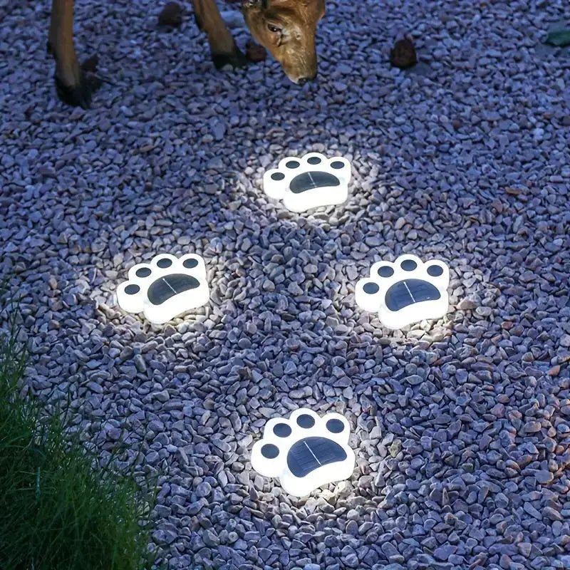 LumaPride — Set Solar-Gartenwegleuchten mit Pfotenabdruck-Design