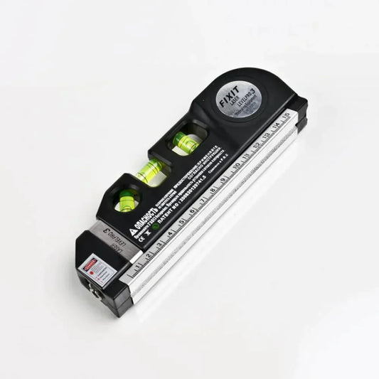 4-in-1 Laser-Messwerkzeug mit Maßband | 3-fach Wasserwaage + Blasenlicht | Laserlinie für exaktes Ausrichten, kompakt 17 cm