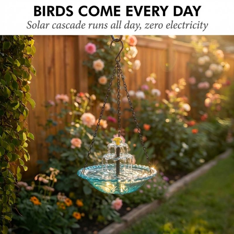 Bower™ – Solar-Kaskaden Vogelbad mit Hängebrunnen – 50% Rabatt