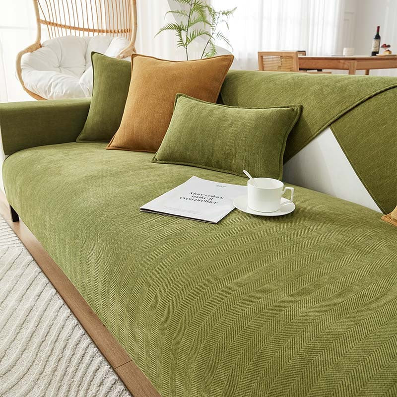 AestheticCover™ | Sofabezug aus Chenille-Stoff mit Fischgrätenmuster