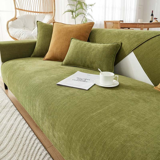 AestheticCover™ | Sofabezug aus Chenille-Stoff mit Fischgrätenmuster