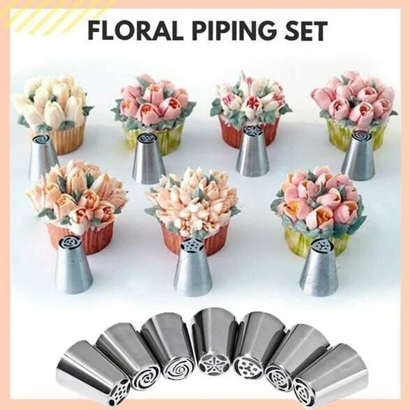 Spritztüllen-Set mit Blütenmotiven für Zuckerguss und Tortendekorationen