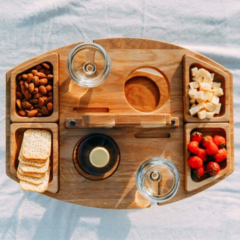 WineNest™ | Tragbarer Holz-Picknickwein-Tisch Winenest