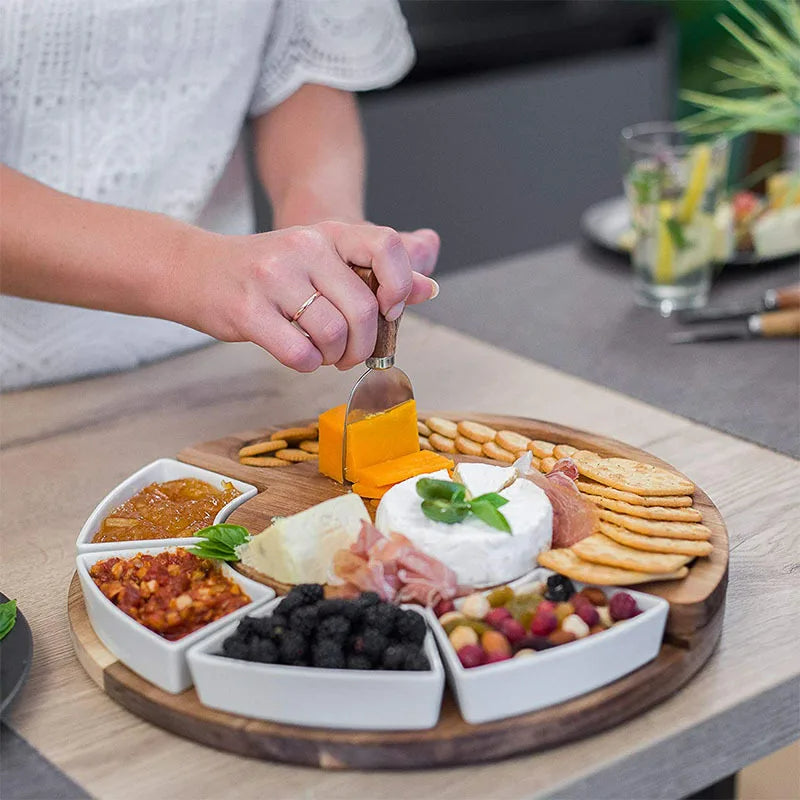 LuxeServe – Käsebrett aus Akazienholz & Messerset