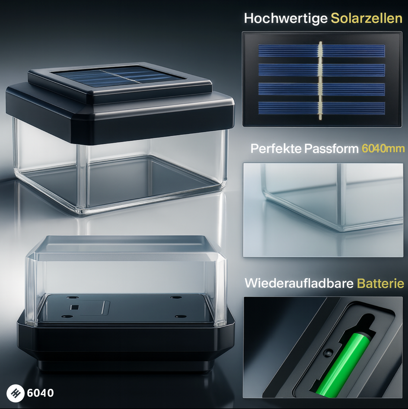1+1 Gratis | SolarGlow™ 6040 LED Zaunleuchte [Letzter Tag Rabatt]