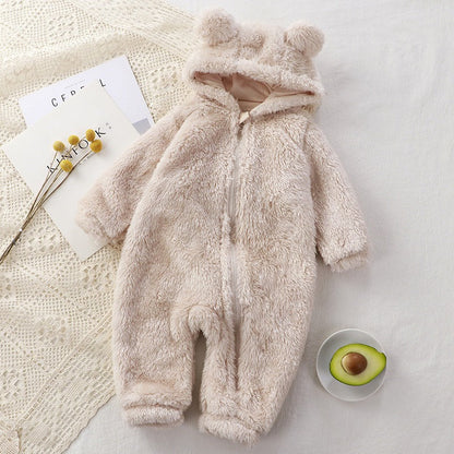 Lunoa™ | Baby Kapuzenstrampler mit Bärenohren, flauschig