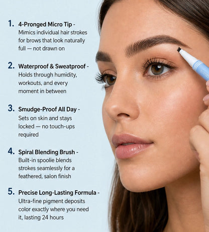 Archelle – 2-in-1 wasserfester Microblading-Augenbrauenstift mit Tönungsbürste + 1 KAUFEN, 1 GRATIS