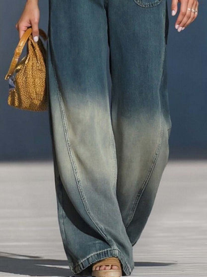 Lässige modische locker geschnittene Hose aus verlaufend Denim in Blau-Grau [Letzter Tag Rabatt]