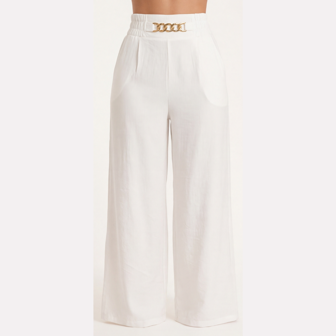 Florenza™ – Wide-Leg-Hose mit goldenen Akzenten [Letzter Tag Rabatt]