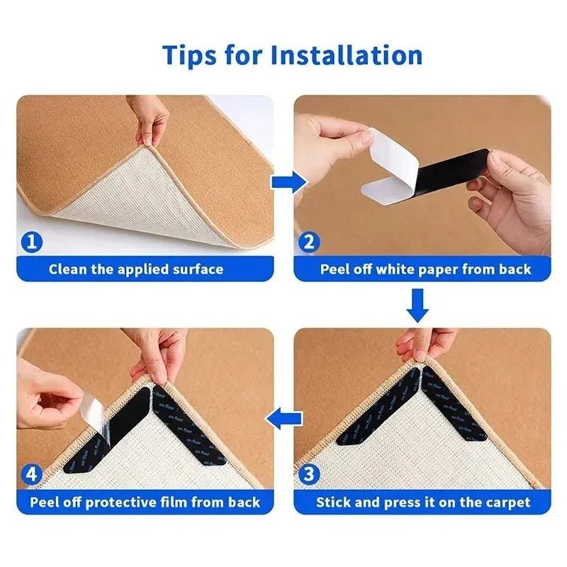 GripLock — Selbstklebende Teppich-Eckenhalter für Teppiche