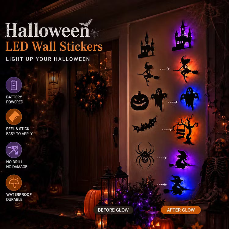 ScareLume™ – Leuchtende Halloween LED-Wandaufkleber für gruselige Stimmung 🎃🦇