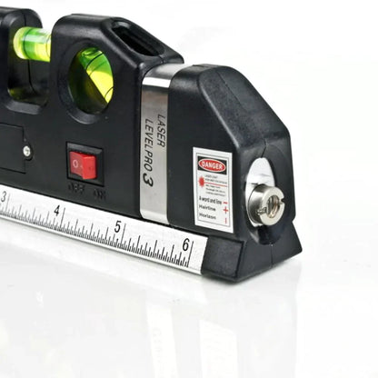 4-in-1 Laser-Messwerkzeug mit Maßband | 3-fach Wasserwaage + Blasenlicht | Laserlinie für exaktes Ausrichten, kompakt 17 cm