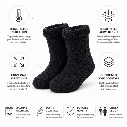 Flauschora™ | Warme Kuschelsocken mit weichem Fleecefutter und gepolsterter Sohle