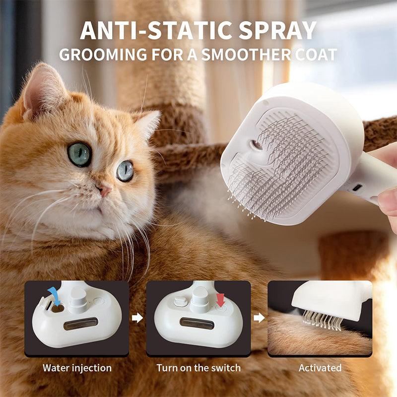 FellGlanz™ – Spray-Katzenbürste | Glänzendes Fell, einfache Pflege | 50% RABATT