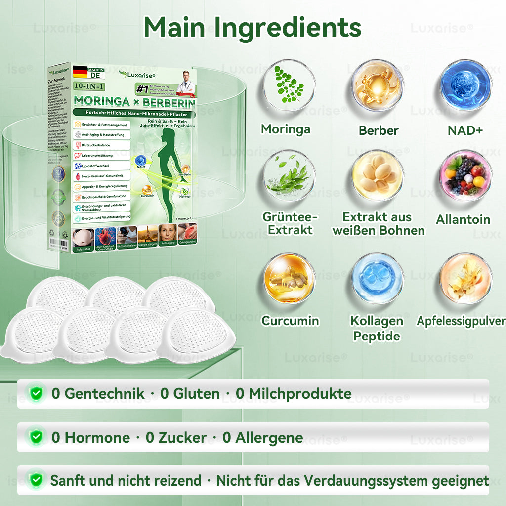 𝗠𝗼𝗿𝗶𝗻𝗴a · 𝗕erberin ＆ NAD＋10-IN-1 𝗙ortschrittliches 𝗡ano-Mikronadel-𝑷𝒇𝒍𝒂𝒔𝒕𝒆𝒓 - Für Adipositas, Herz-Kreislauf-Gesundheit, Diabetes, Schlafapnoe, Gelenkprobleme u.v.m.