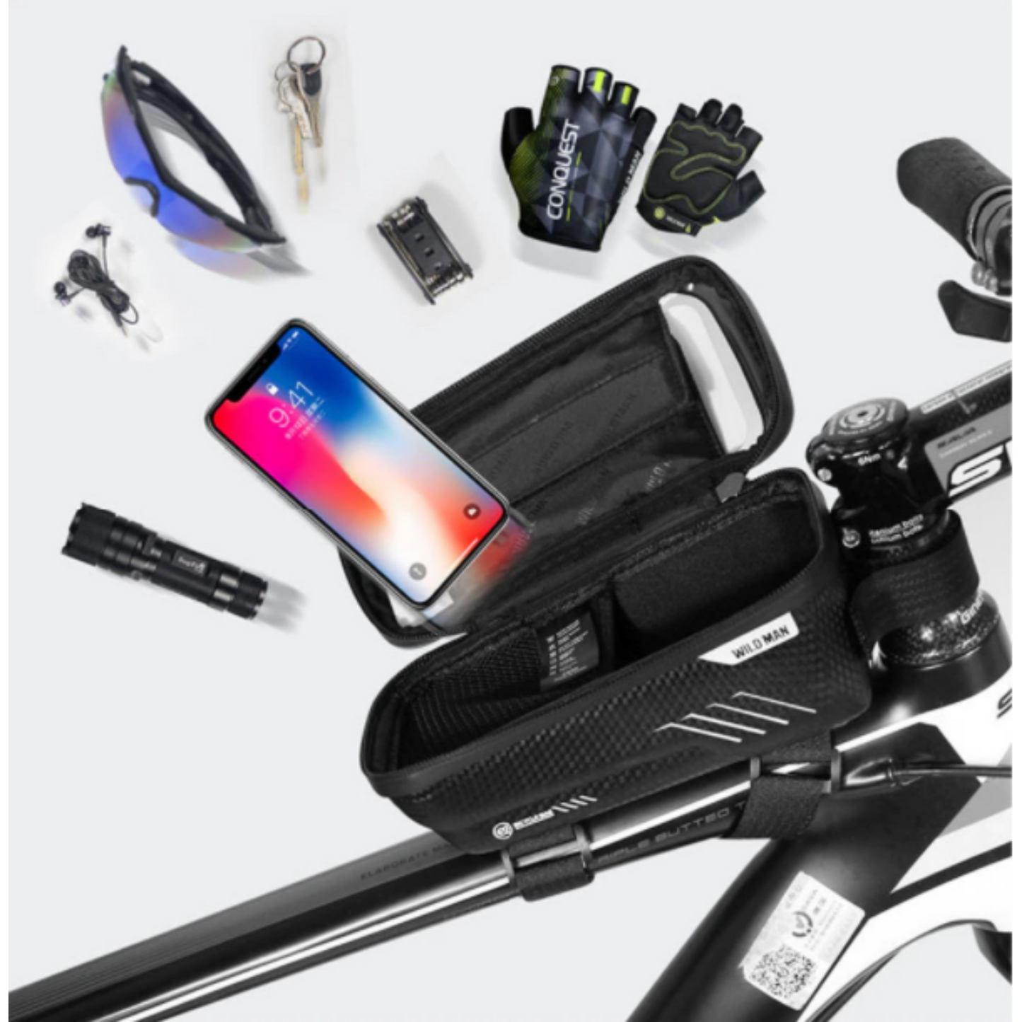 Fahrrad-Rahmentasche mit Handy-Fenster – Wasserdichtes Hardcase | Letzter Tag Rabatt!
