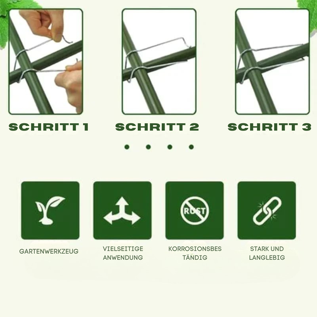 Zaun- & Rohrverbinder Clips aus verzinktem Eisen | Für Gewächshaus, Zaun, Rankhilfe & Spalier | Korrosionsschutz | 11/16/20 mm