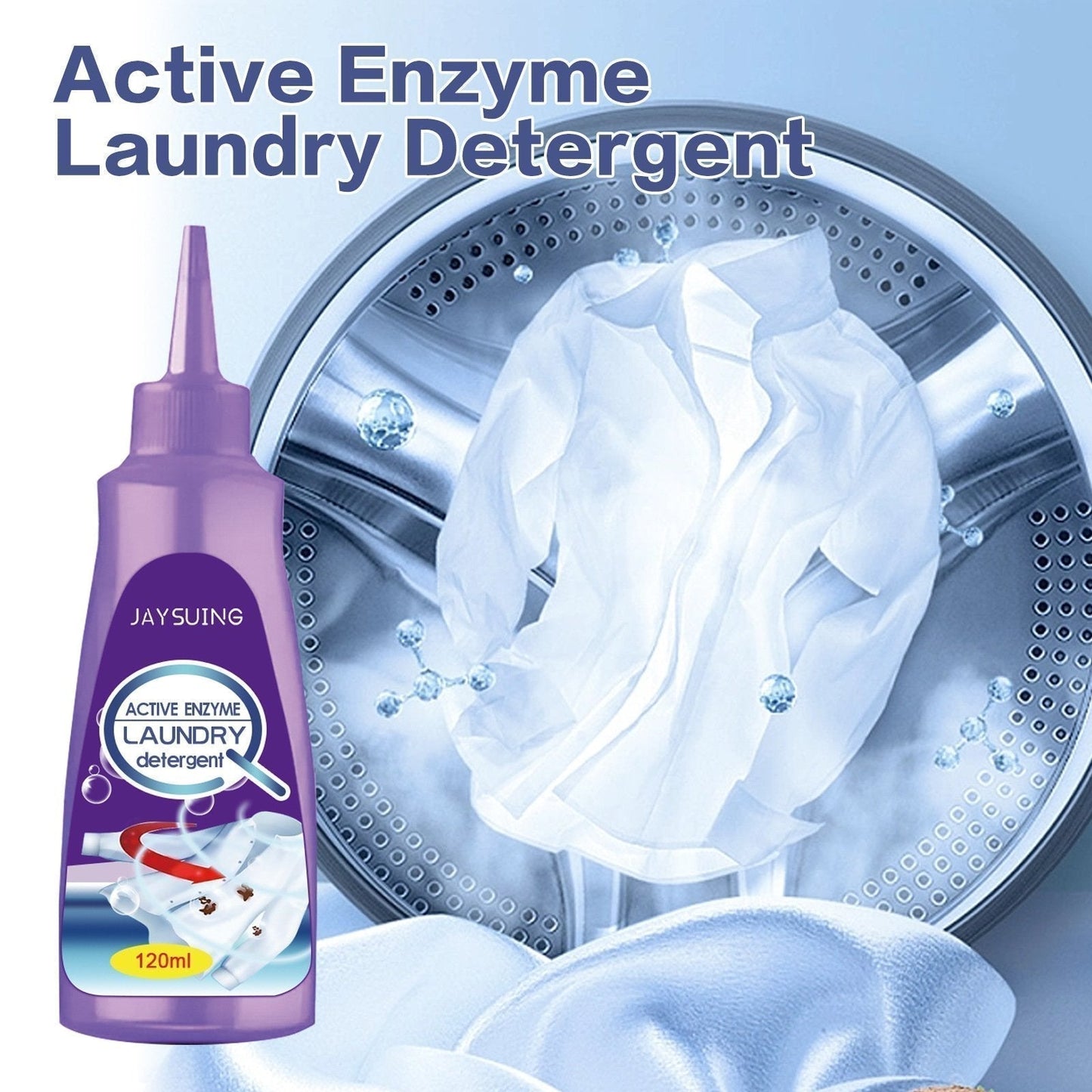 Fleckenentferner 120 ml mit aktiven Enzymen | Sofort-Reiniger für Kleidung & Polster | für weiße, dunkle & bunte Stoffe