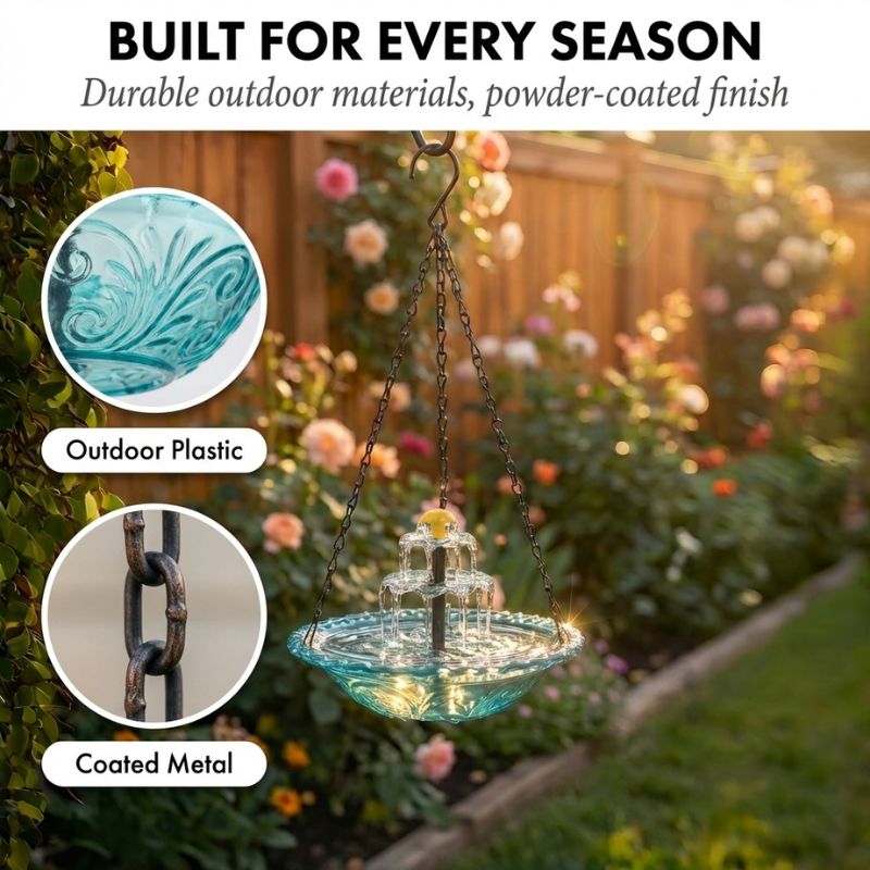Bower™ – Solar-Kaskaden Vogelbad mit Hängebrunnen – 50% Rabatt