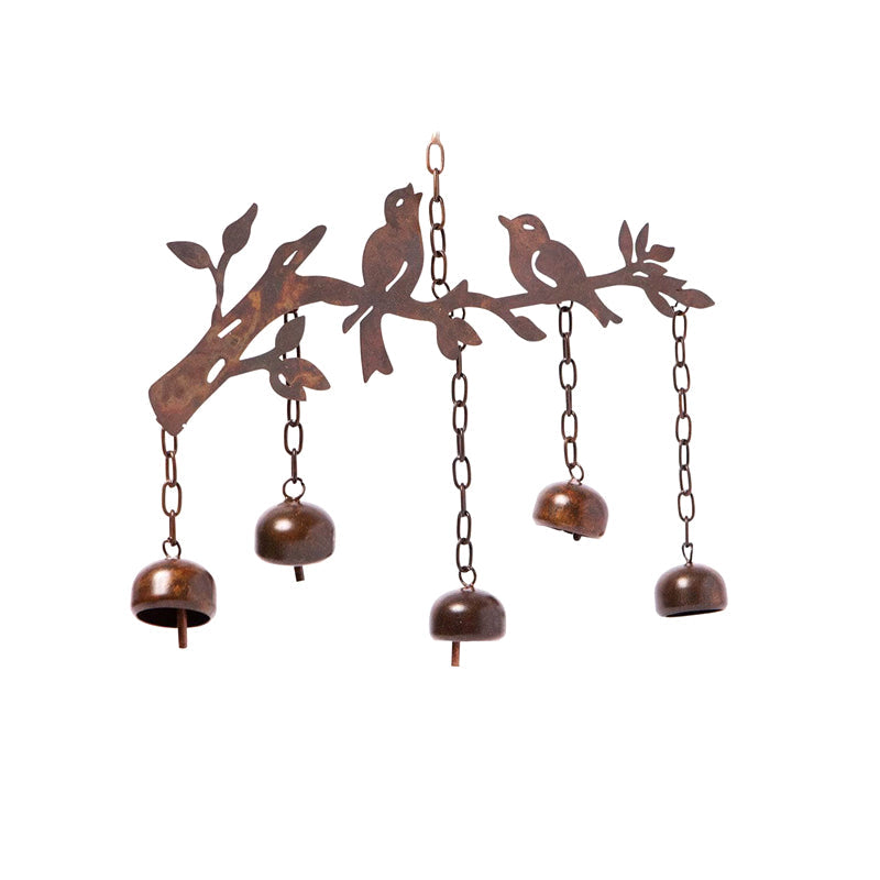 Windspiel mit Vogelmotiv | Handgefertigtes Glockenspiel aus Eisen | Dekoration für Garten, Balkon & Terrasse