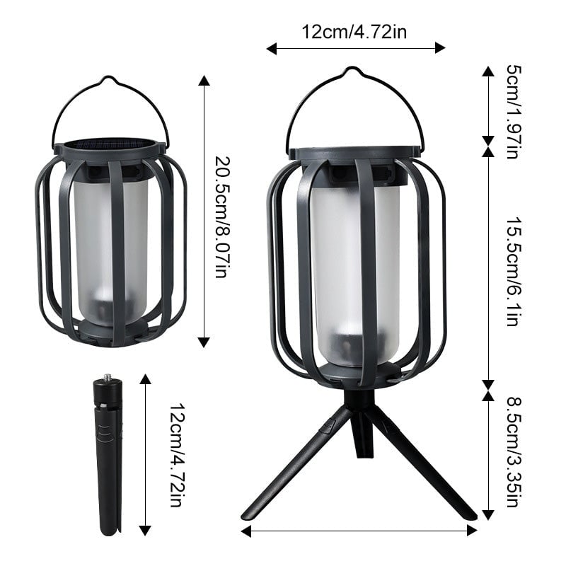 Solar-Laterne mit Dual-Flame – flackerndes Outdoor-Gartenlicht