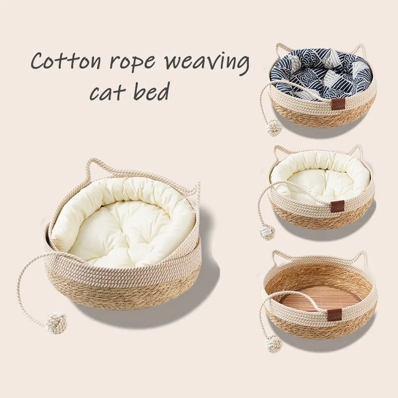 PurrNest™ | Handgefertigtes Katzenbett aus Rebengras