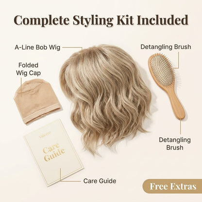 Wellige A-Linien-Bob-Perücke – Salon-Style Volumen und Form in Sekunden