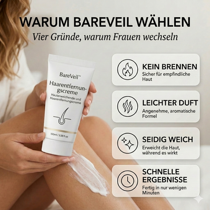 BareVeil™ – Sanft duftende, hautpflegende Enthaarungscreme | 50% Rabatt