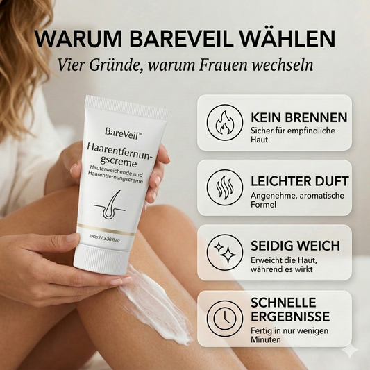BareVeil™ – Sanft duftende, hautpflegende Enthaarungscreme | 50% Rabatt