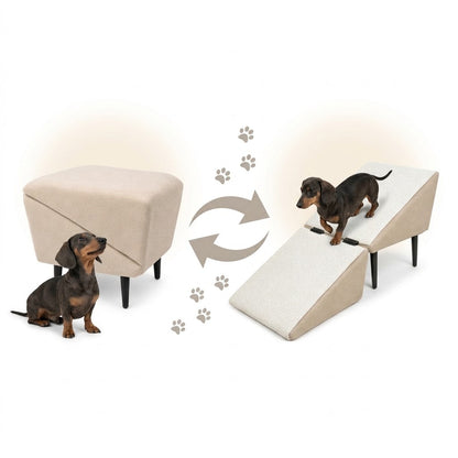 Hunderampe mit Hocker-Funktion – klappbare Aufstiegshilfe für Sofa & Bett