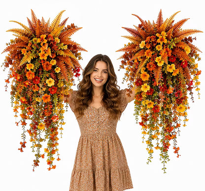 🔥Heißer Sale 50% RABATT🌼🍂 Künstlicher Herbst-Erntekorb zum Aufhängen - Herbstliche Veranda- und Türdekoration