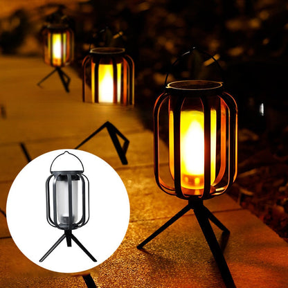 Solar-Laterne mit Dual-Flame – flackerndes Outdoor-Gartenlicht